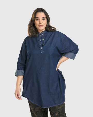 alembika-daniella-tunic-top-denim-tunika-mit-stehkragen image 3