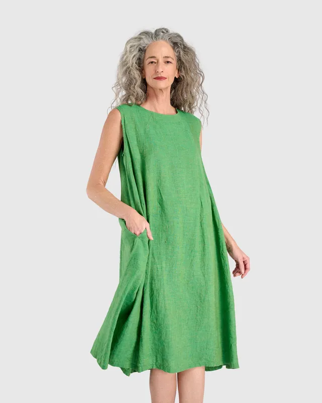 alembika-linen-swing-dress-mojito-leinen-midikleid image 1