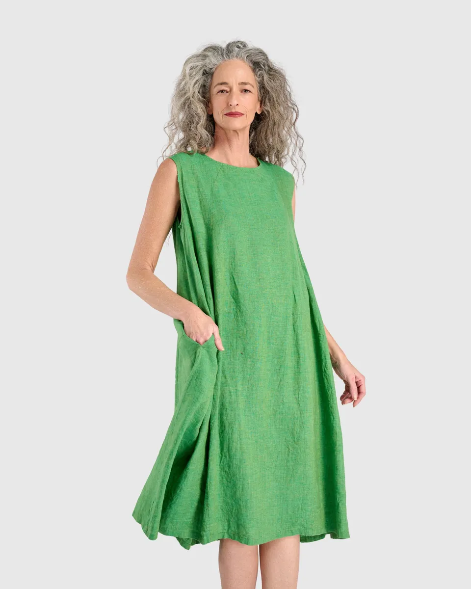 alembika-linen-swing-dress-mojito-leinen-midikleid image 1