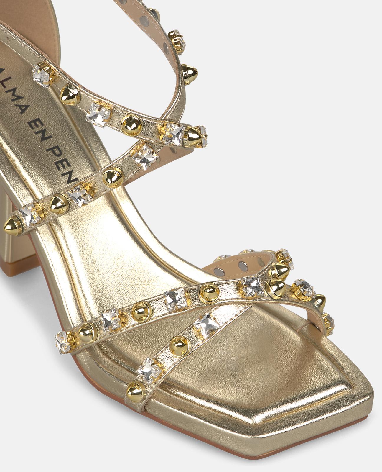 alma-en-pena-sandalette-mit-nieten-gold-9-cm-absatz image 4