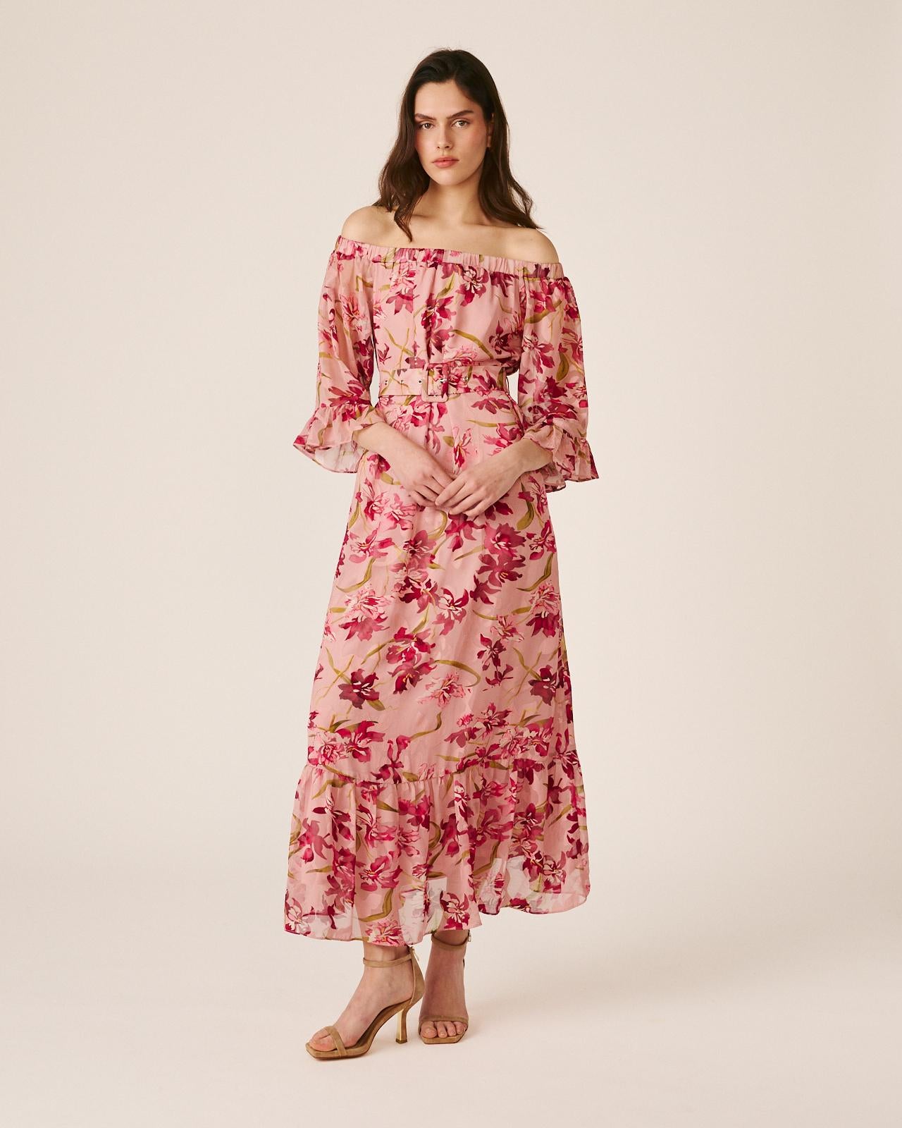 alma-en-pena-midikleid-mit-trompeten-rmeln-rosa image 3