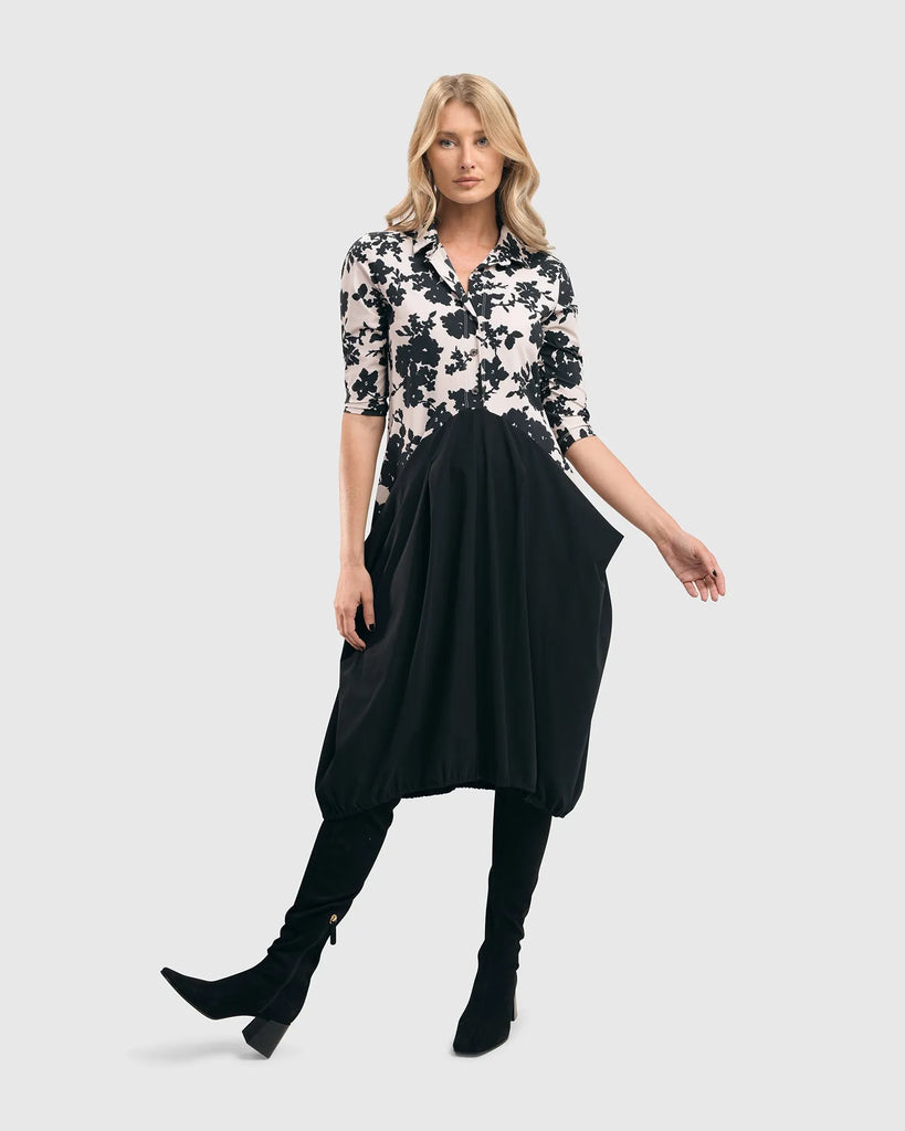 alembika-tekbika-drape-pocket-kleid-floral-jerseykleid image 1
