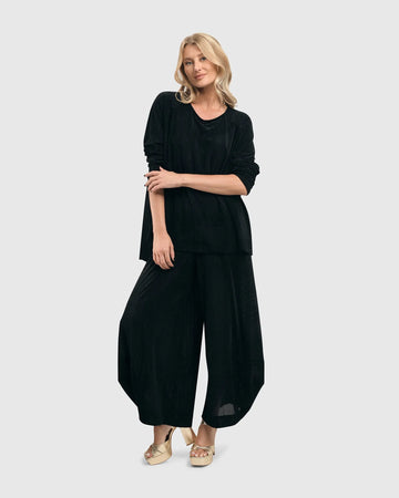 alembika-liv-draped-trapeze-top-black-grid-a-linien-bluse image 2