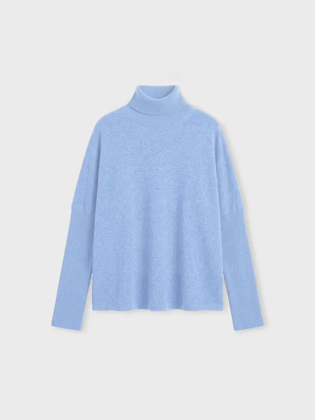 absolut-clara-kaschmir-poncho-pullover-damen-rollkragen-chambray-blue image 1