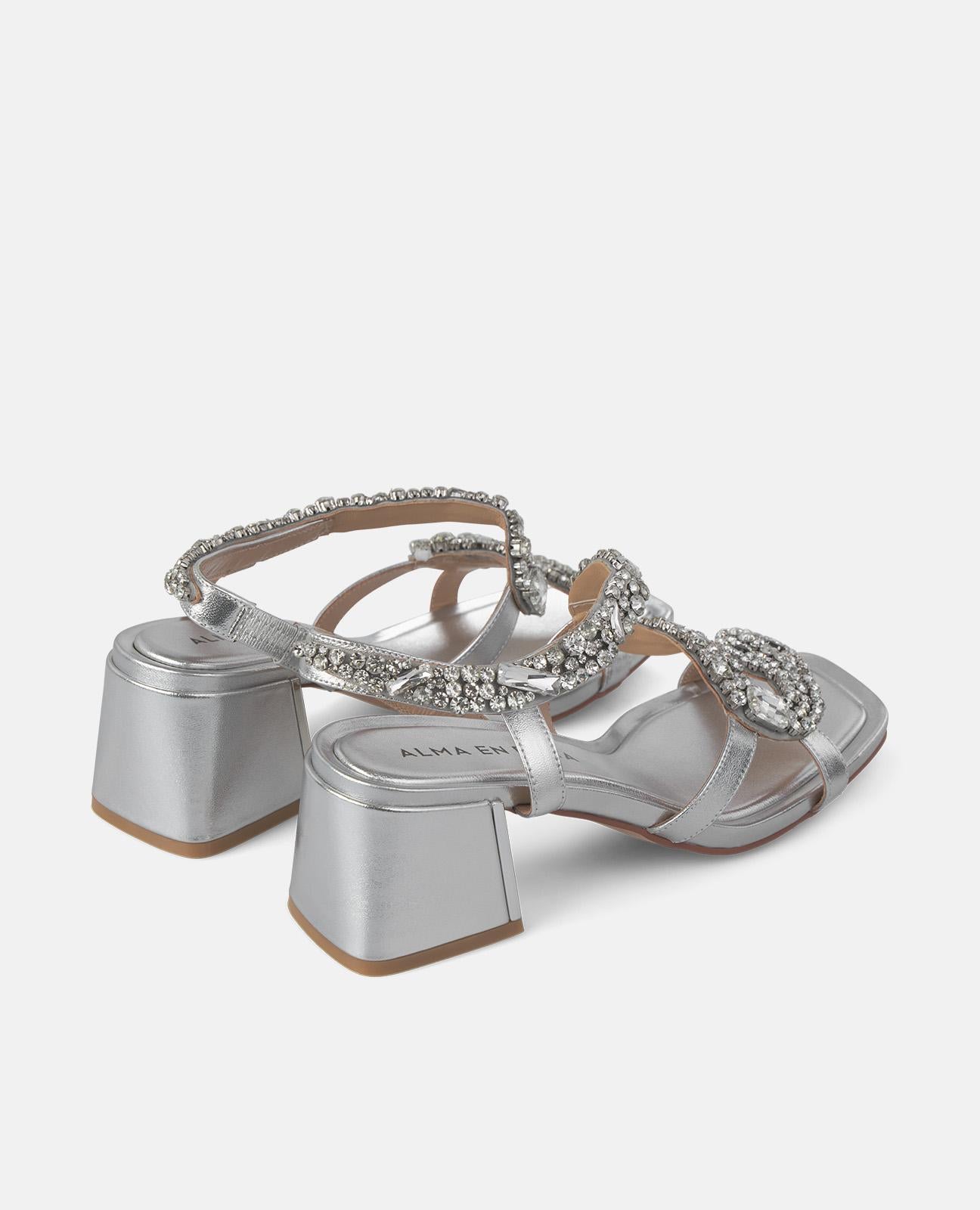 alma-en-pena-sandalette-schlangen-optik-silber-9-cm-blockabsatz-strass image 3