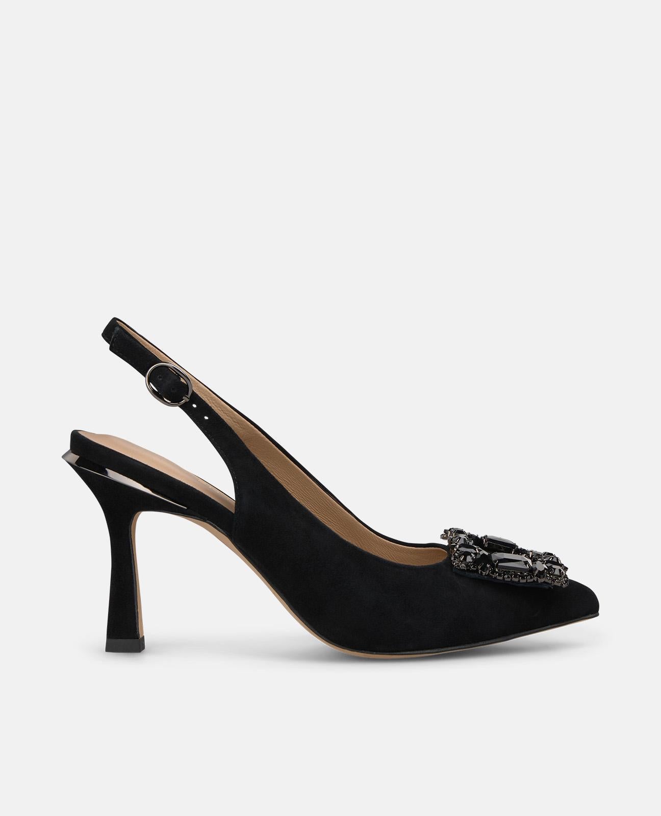 alma-en-pena-slingback-pumps-schwarz-8-cm-mit-strass-schnalle image 1