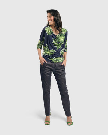 alembika-moku-draped-dolman-top-royal-green-floral-shirt image 8