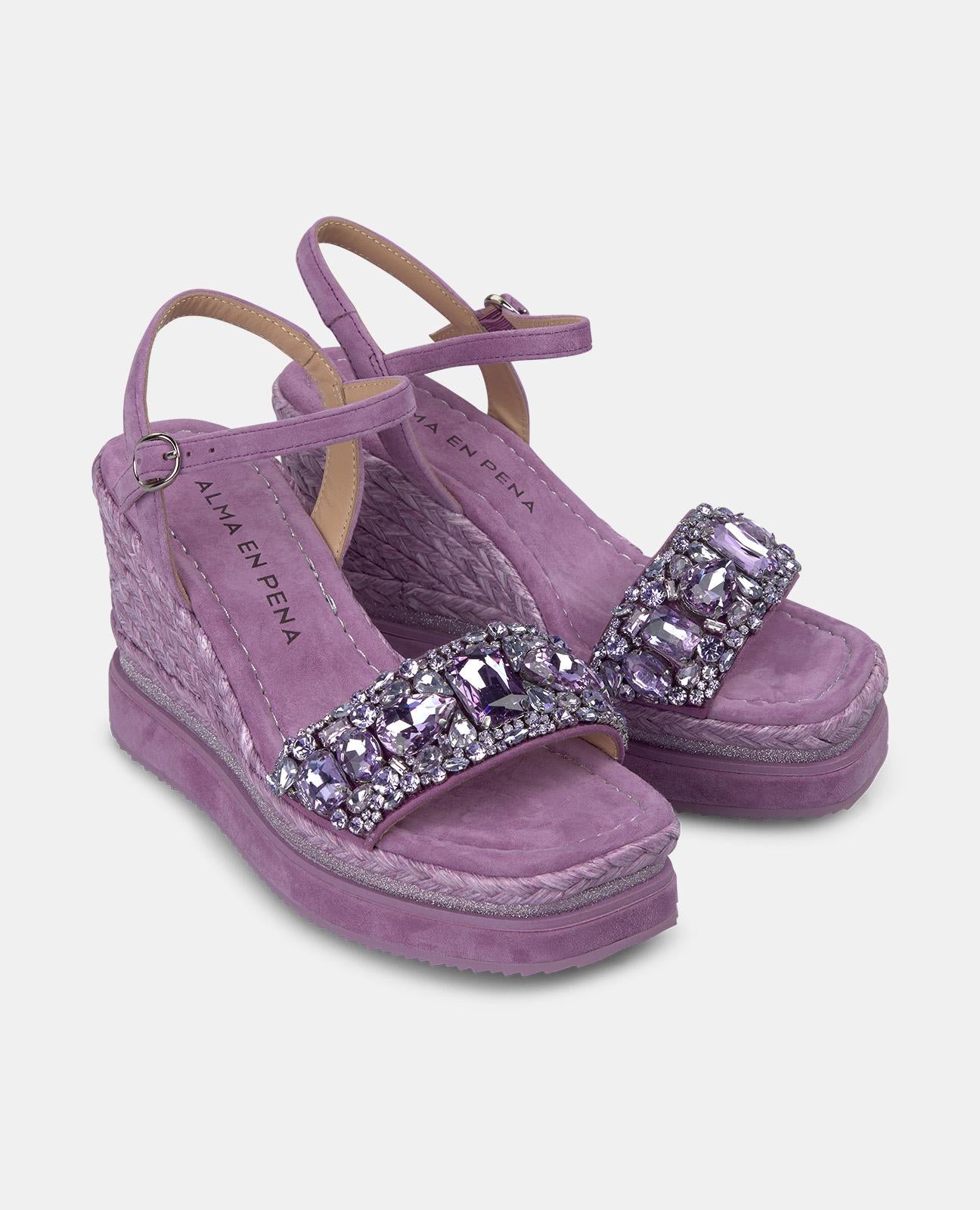 alma-en-pena-keilsandalette-mit-strass-und-plateau-violett image 2