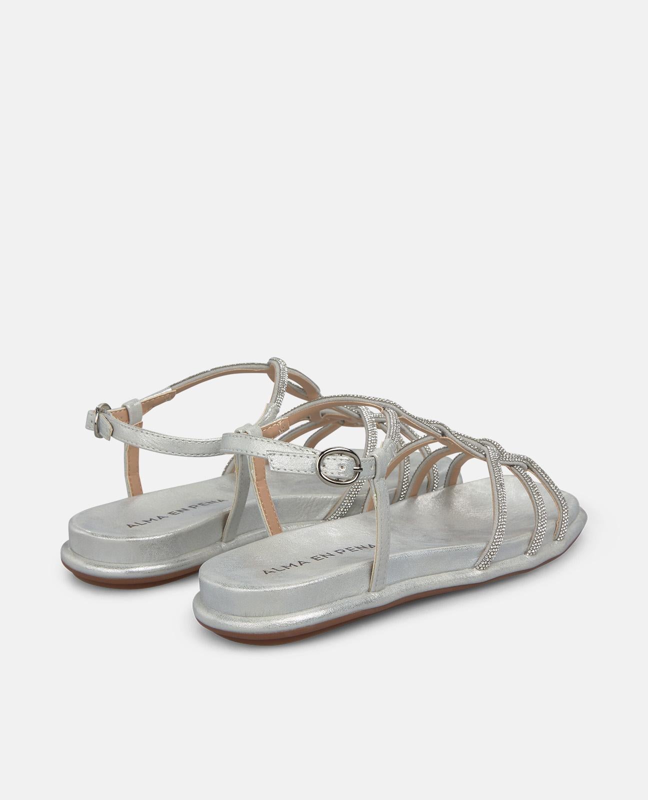 alma-en-pena-flat-sandals-damen-silber-metallic-riemchen image 3