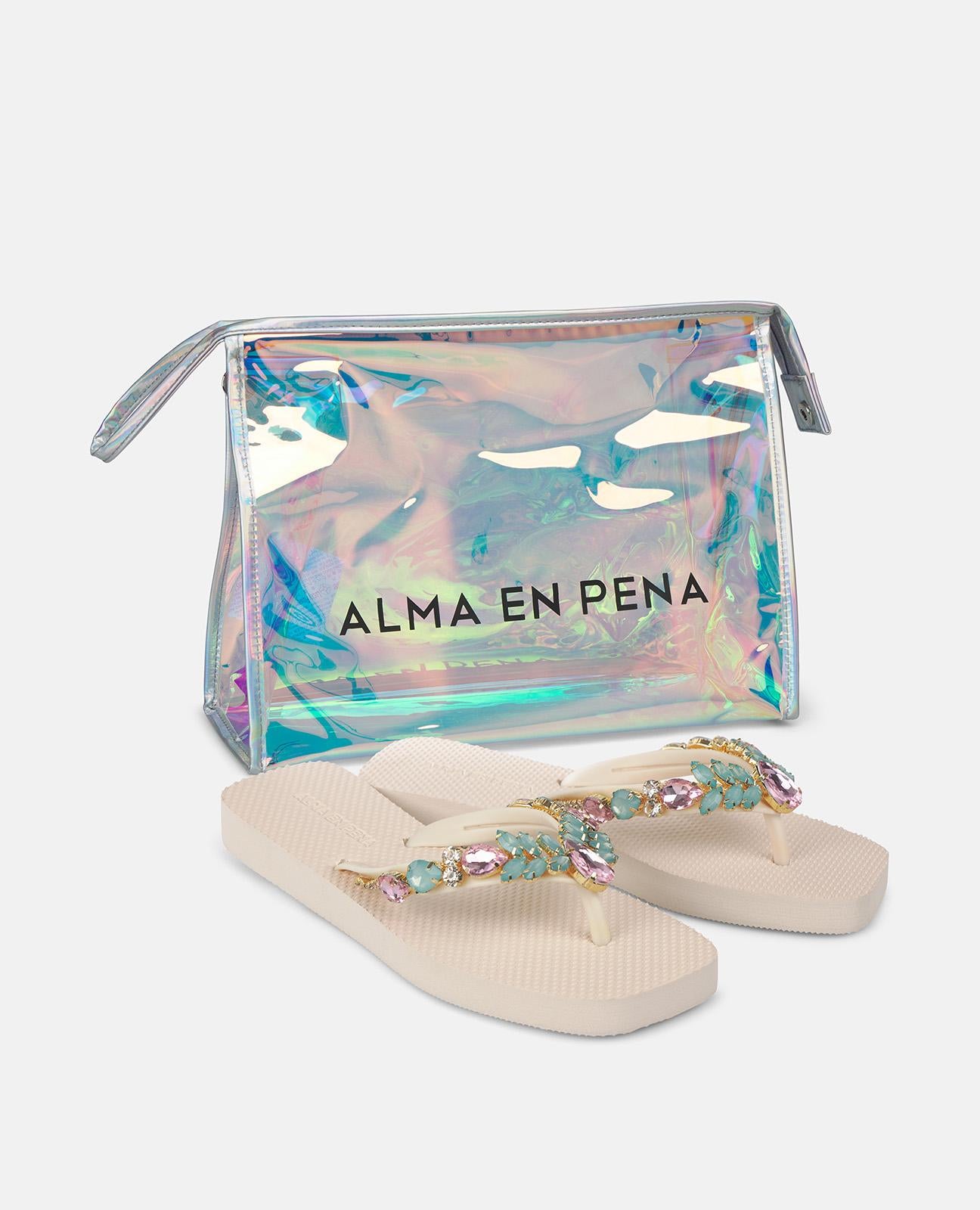 alma-en-pena-flip-flop-mit-strass-wei-flache-zehensandalette-1-5-cm image 4