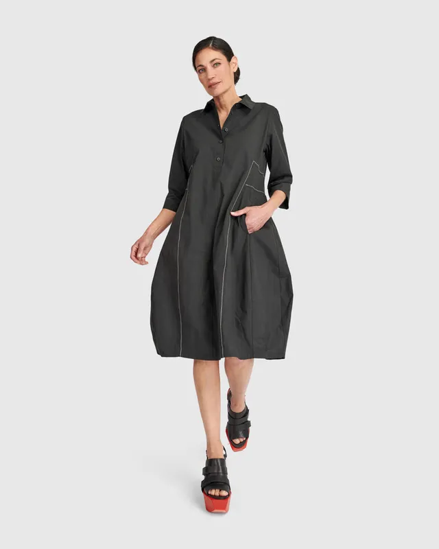 alembika-urban-the-edit-baumwoll-hemdblusenkleid-schwarz image 1