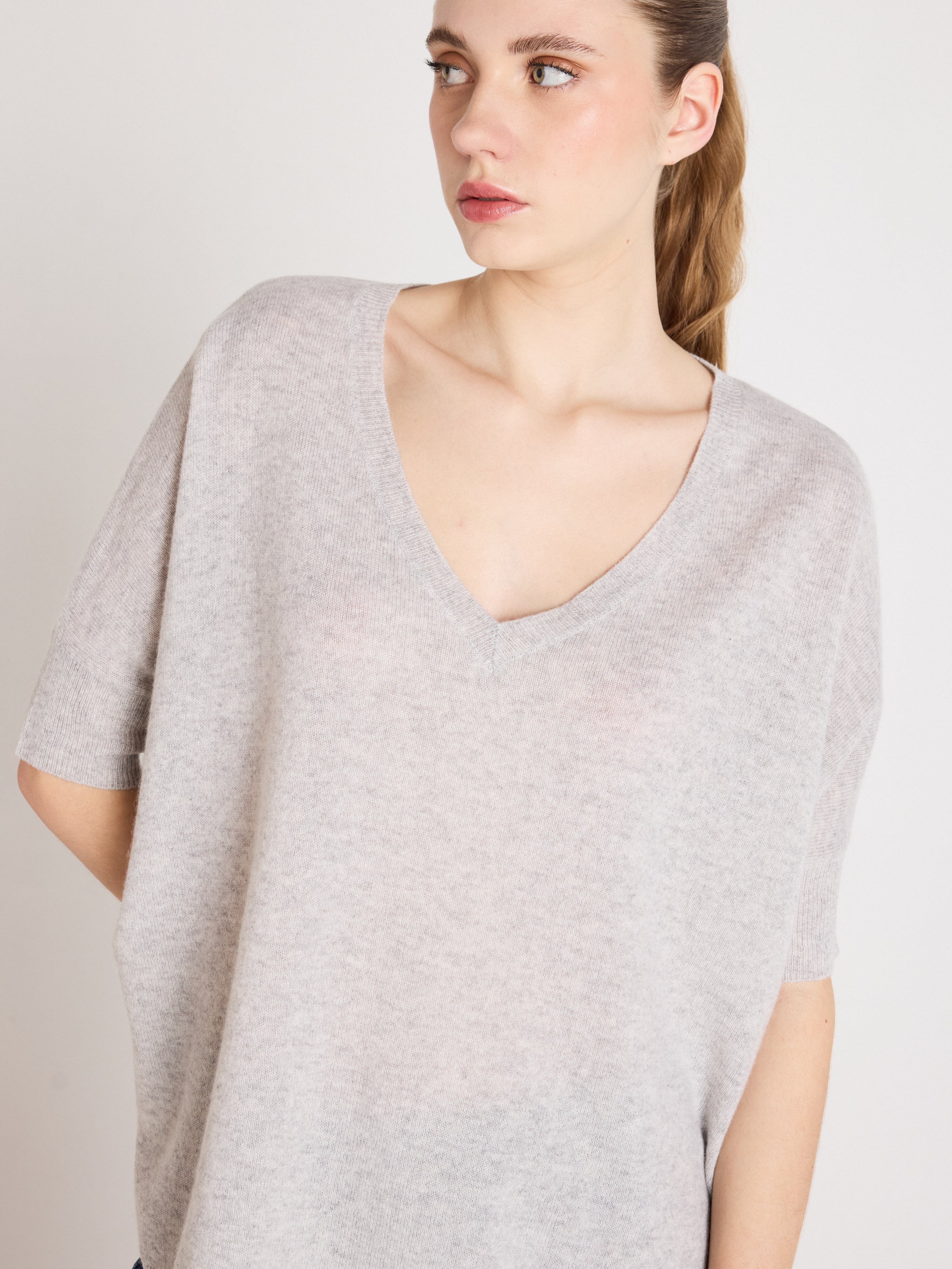 absolut-kate-pull-poncho-damen-v-ausschnitt-kaschmir-hellgrau image 5