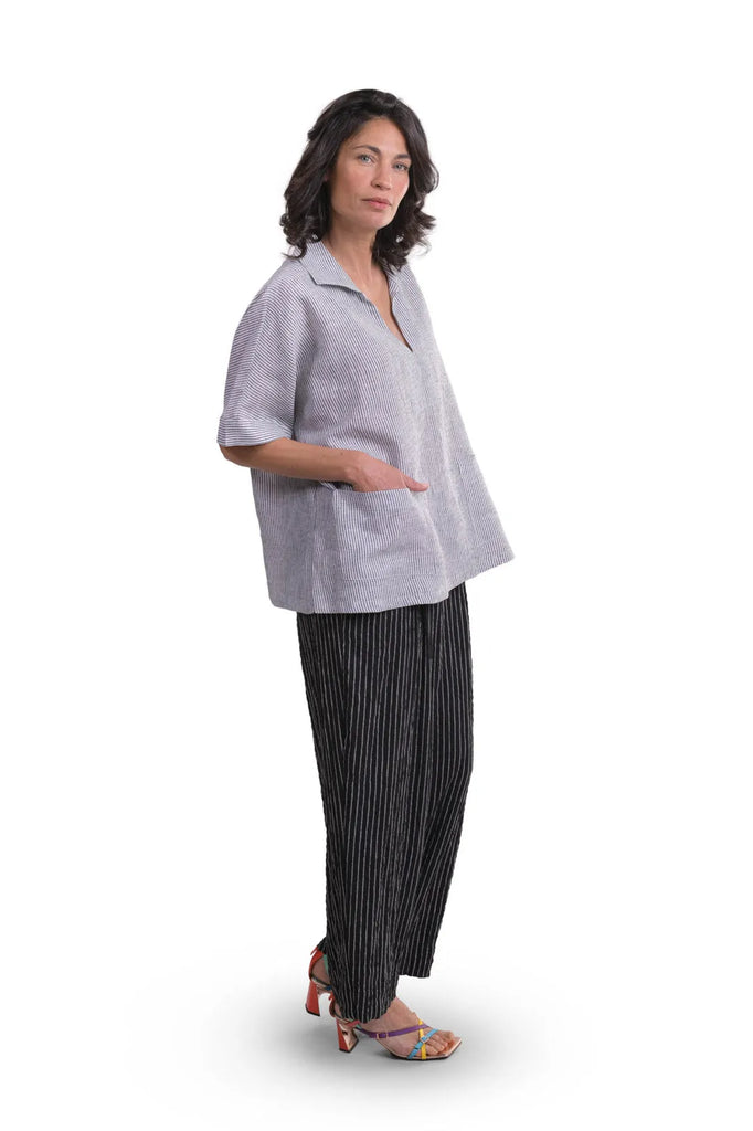 alembika-pinstripe-polo-top-dove image 1