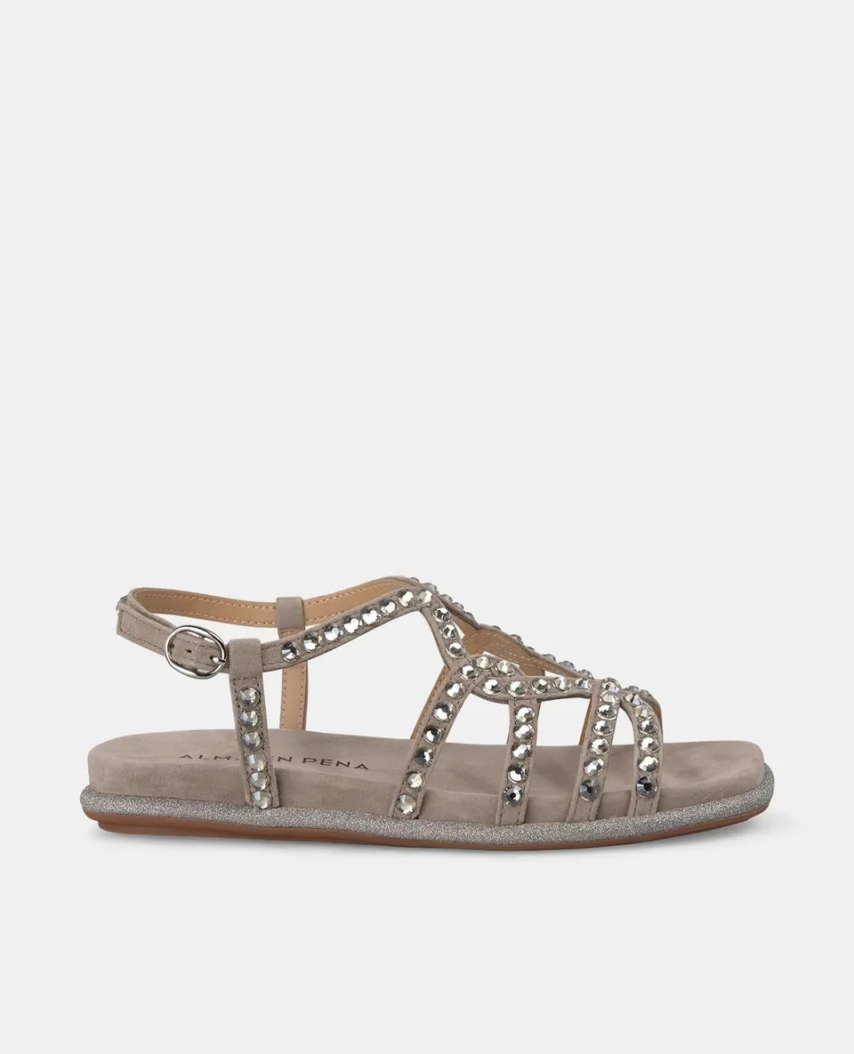 alma-en-pena-flache-sandale-mit-glitzer-riemen-eckige-zehen-2-cm-in-grau image 1