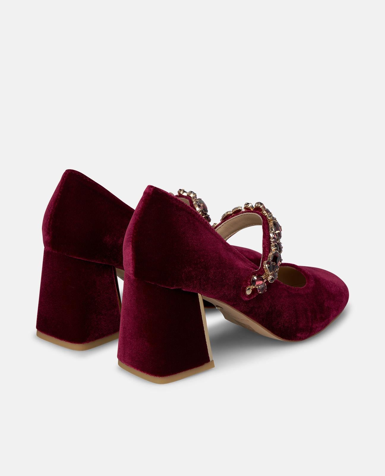 alma-en-pena-samt-pumps-mit-schnalle-damen-pumps-bordeaux-7-cm image 3