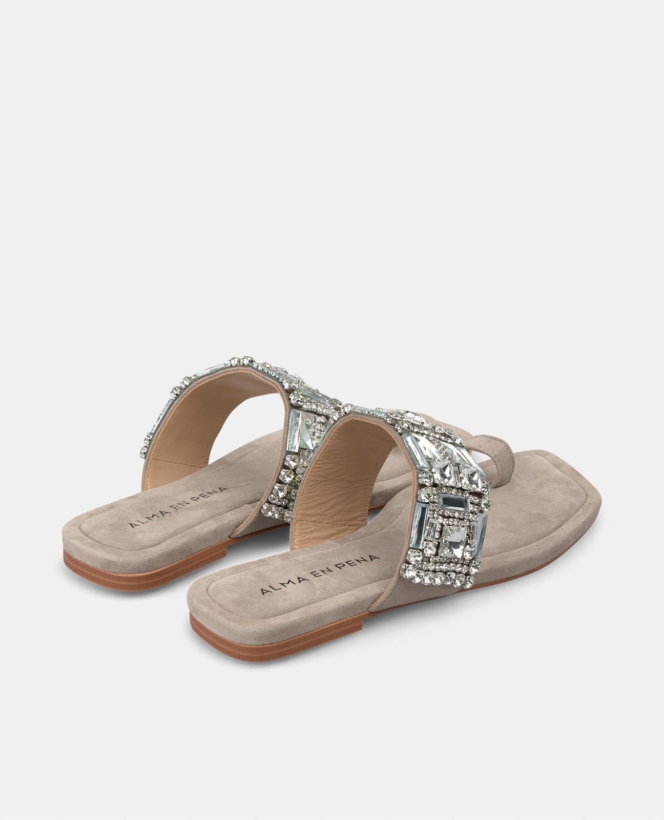 alma-en-pena-square-toe-beaded-sandal-flache-sandale-grau image 3
