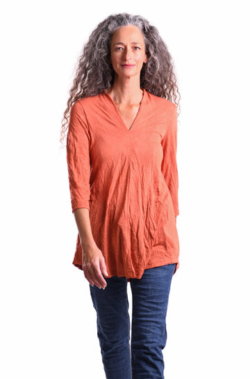 alembika-perfect-crinkle-top-orange-v-neck image 3
