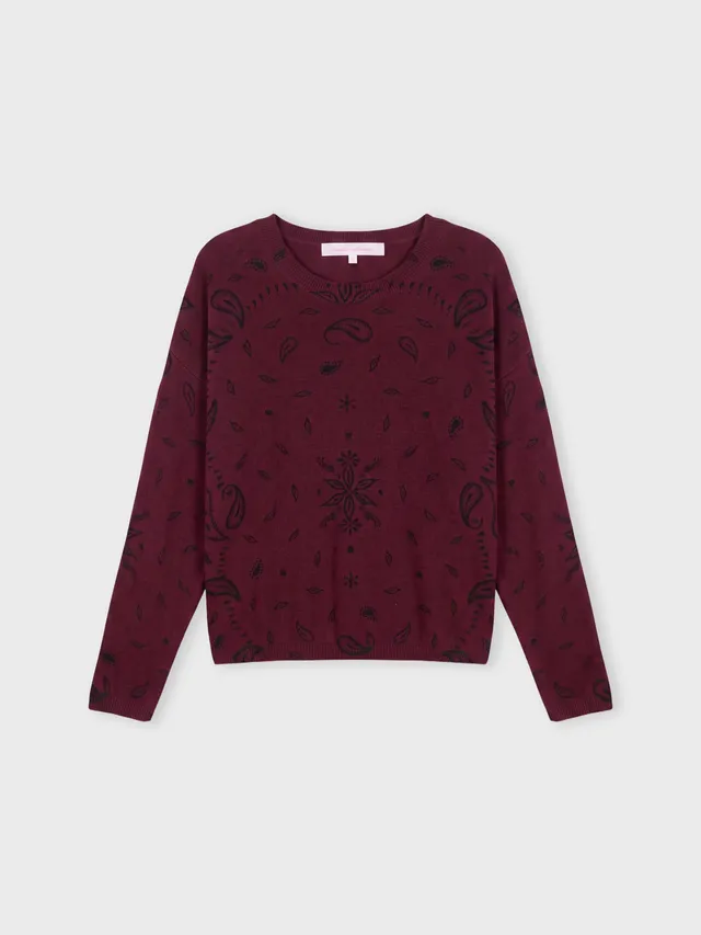 absolut-ariane-print-kaschmir-pullover-damen-rundhals-burgundy image 1