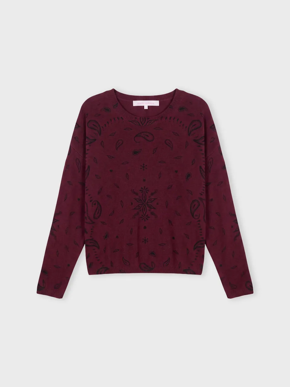 absolut-ariane-print-kaschmir-pullover-damen-rundhals-burgundy image 1