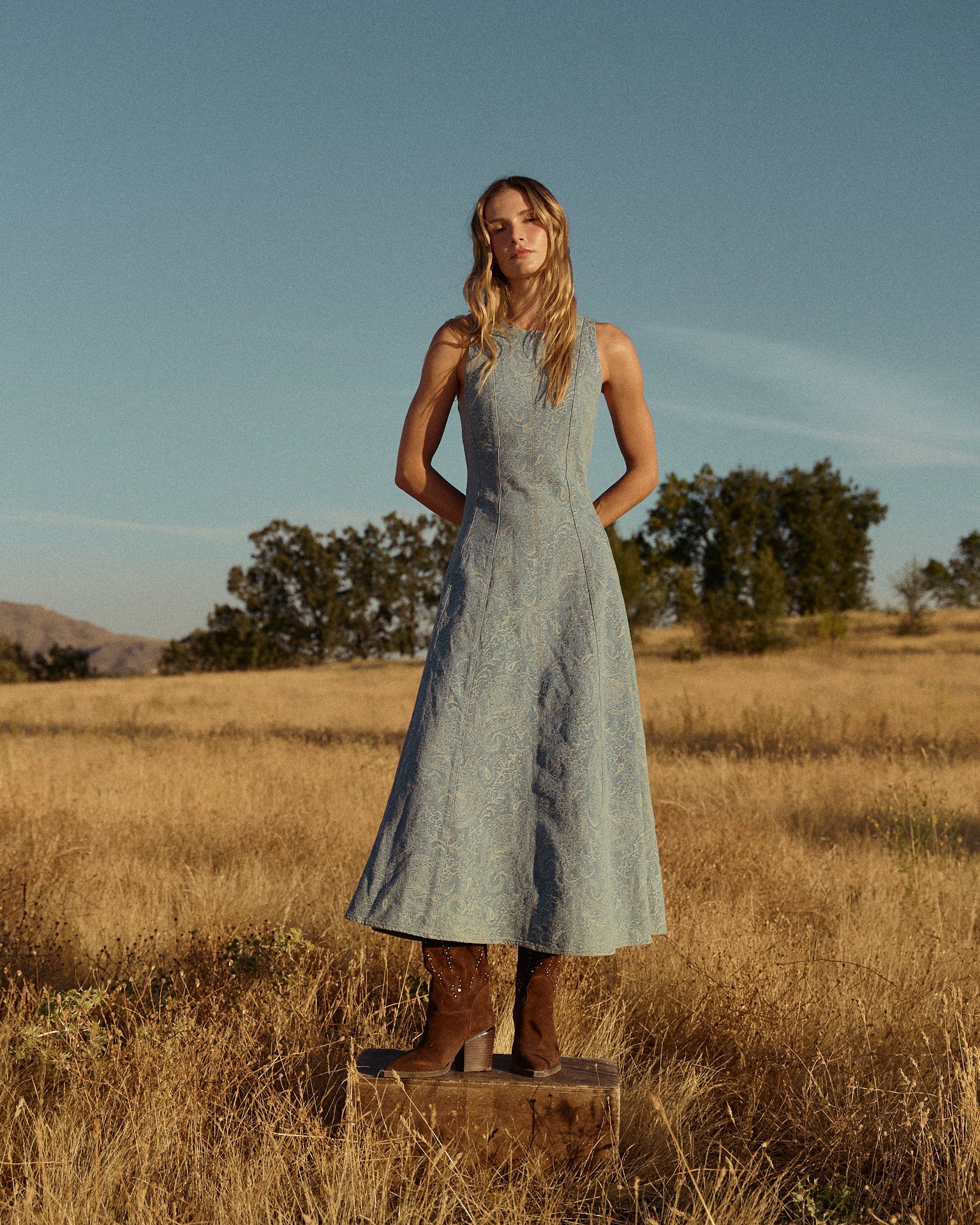 alma-en-pena-paisley-jacquard-maxikleid-blau-rmellos image 1
