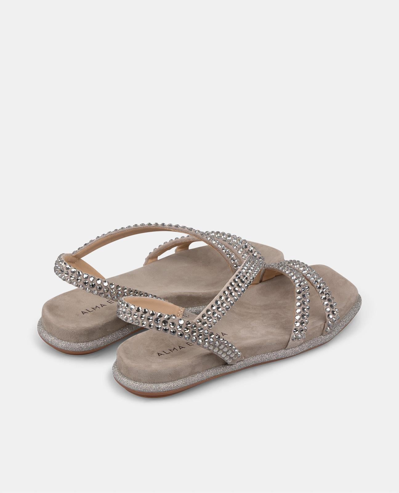 alma-en-pena-flache-sandale-grau-strass-sandale-2-cm-ohne-rei-verschluss image 3