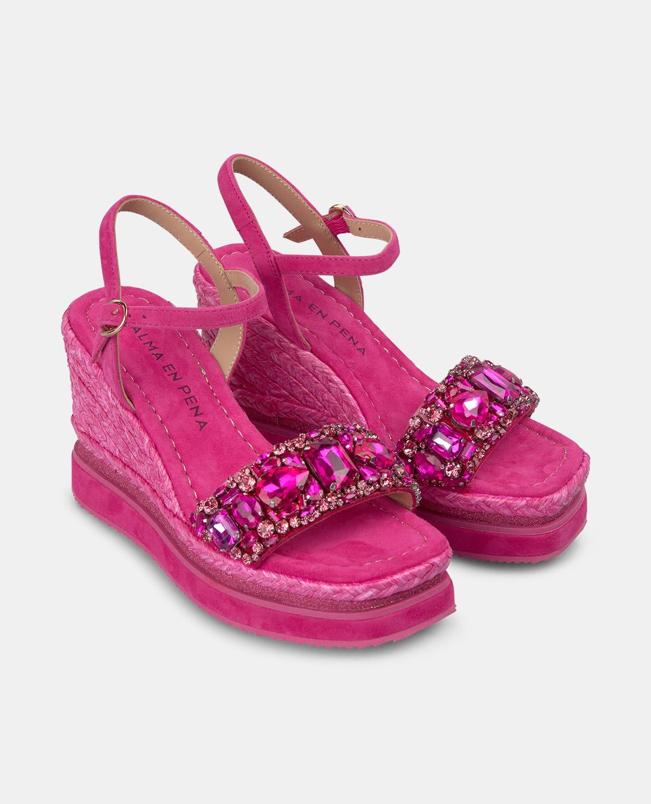 alma-en-pena-keilsandalette-mit-strass-und-plateau-fuchsia image 2