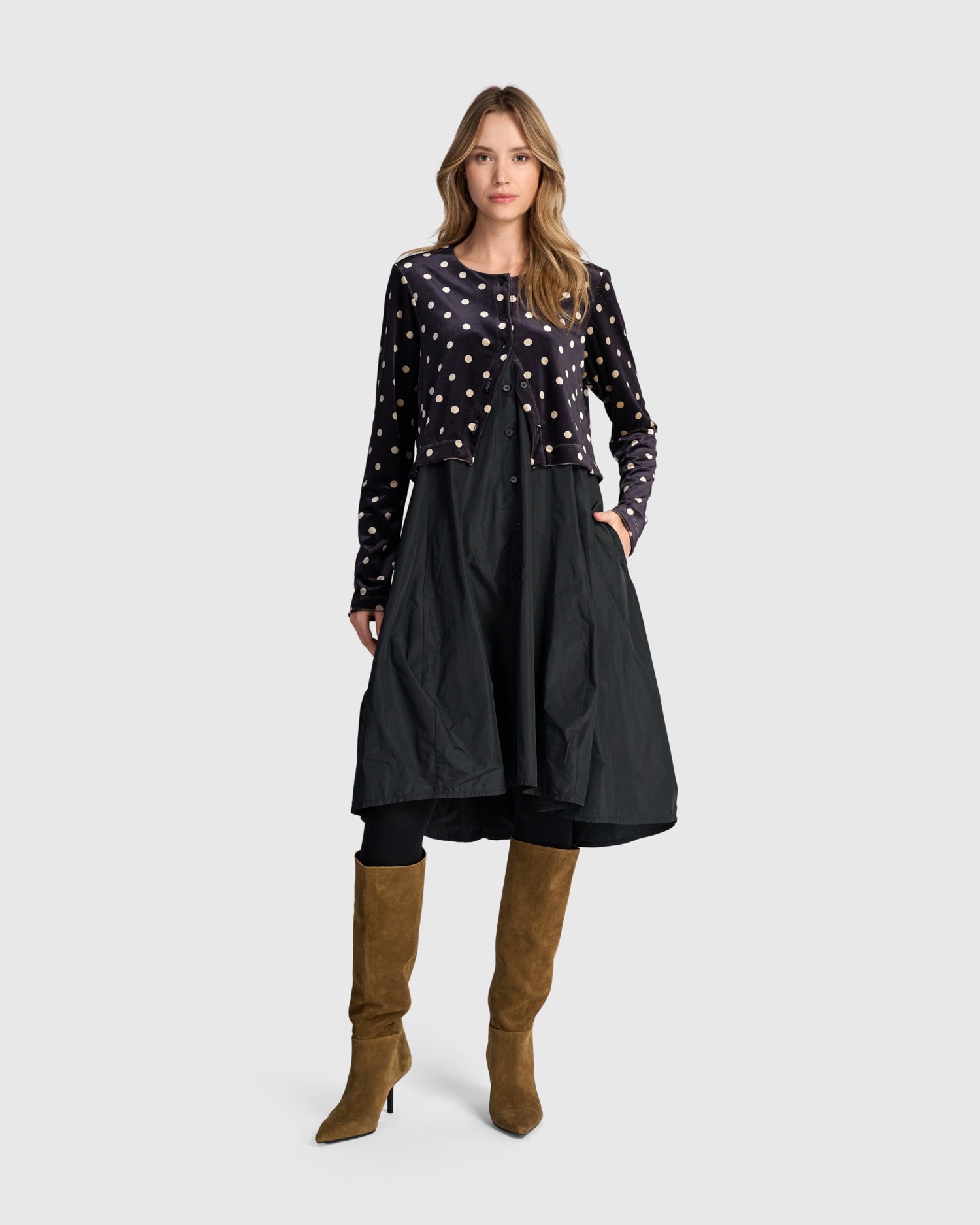 alembika-starfall-cardi-kleid-schwarz-dots image 1