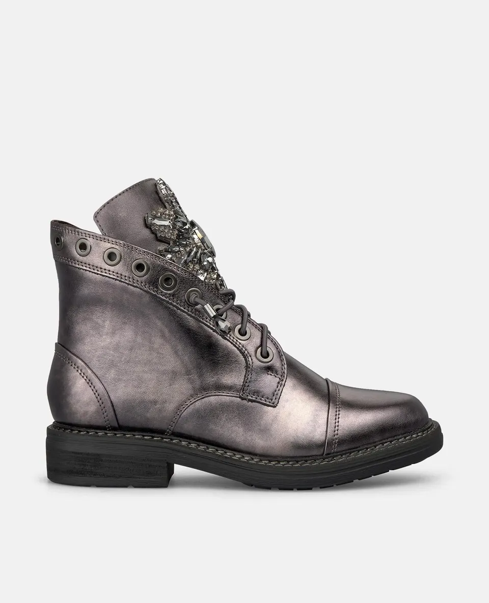 alma-en-pena-military-schn-rstiefelette-grau-3-cm-mit-strassblume image 1