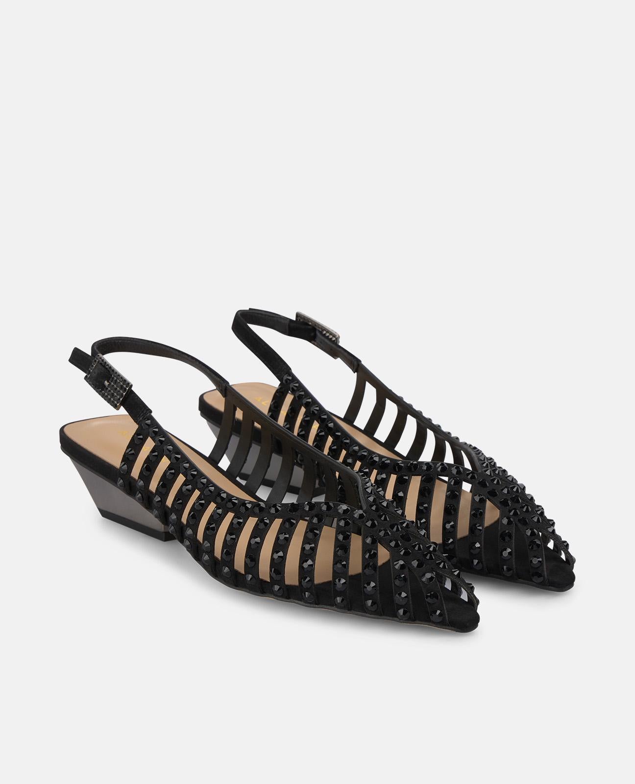 alma-en-pena-shiny-pumps-schwarz-mesh-mit-strass-5-cm-blockabsatz image 2