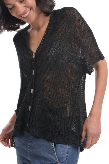 alembika-luxe-cardigan-schwarz-kurzarm-strickjacke image 3
