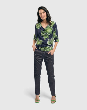 alembika-moku-draped-dolman-top-royal-green-floral-shirt image 5