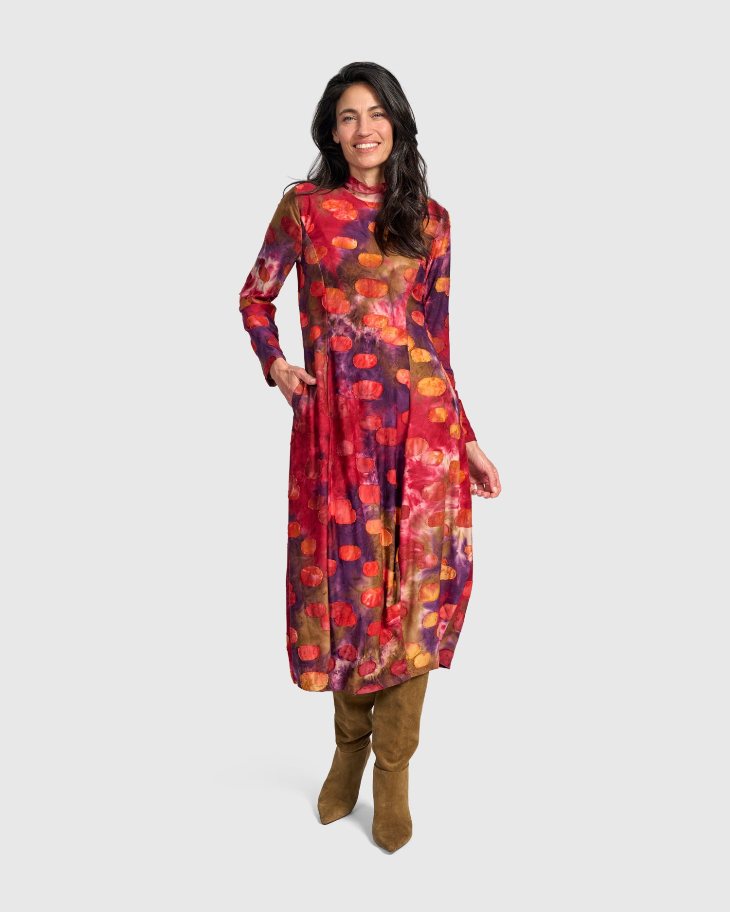 alembika-jubilee-cocoon-dress-berry-mix-midi-kleid-mit-taschen image 6