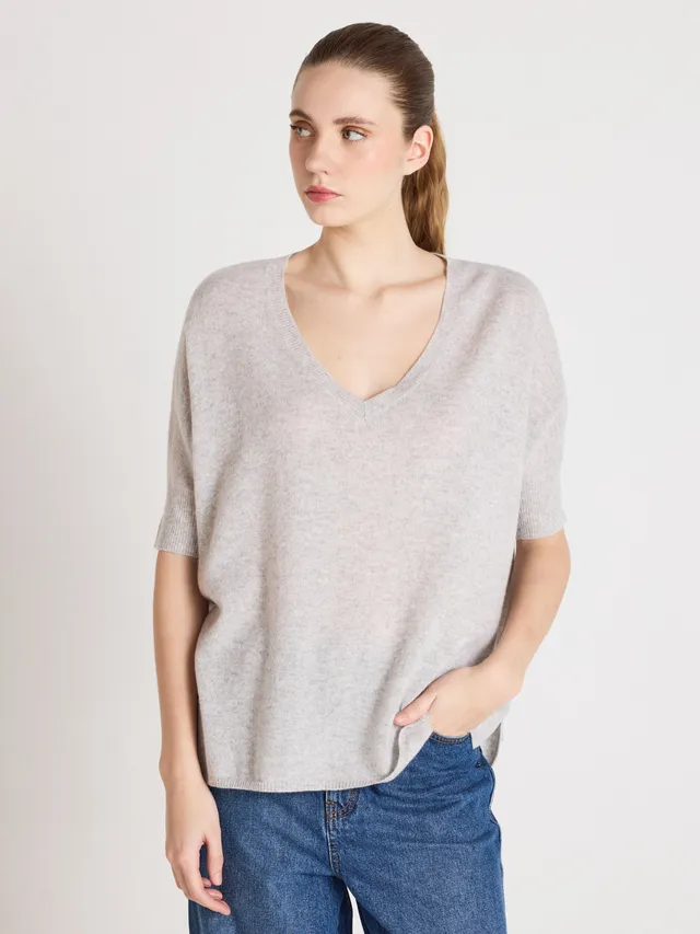 absolut-kate-pull-poncho-damen-v-ausschnitt-kaschmir-hellgrau image 1