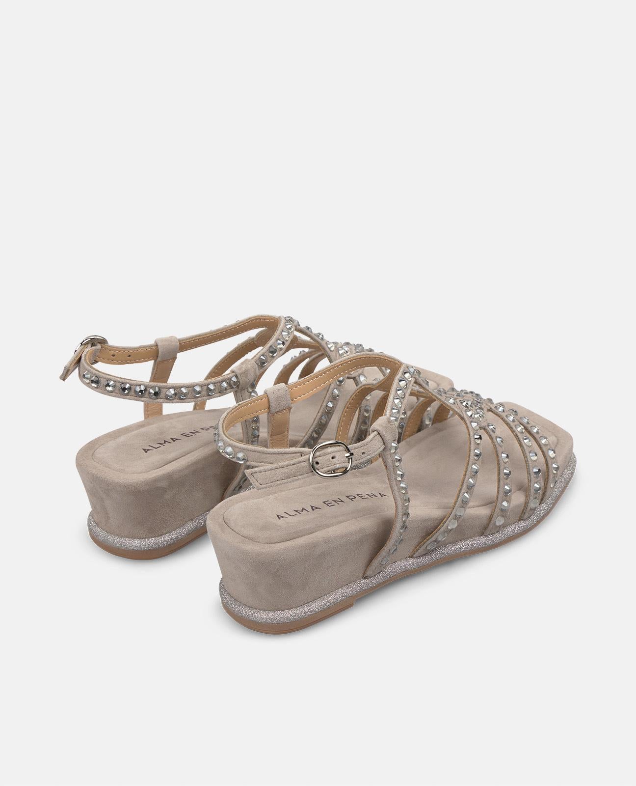 alma-en-pena-mid-wedge-sandalette-grau-mit-strass-5-cm-keilabsatz image 3