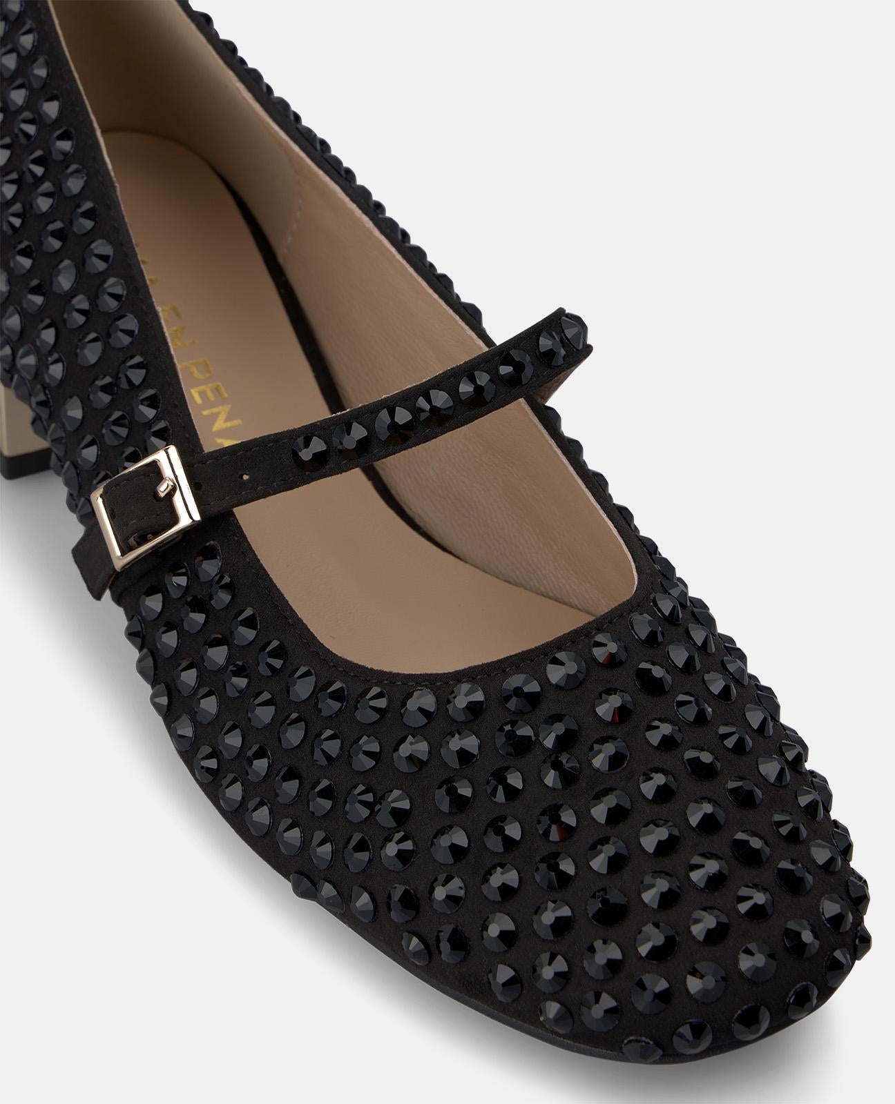 alma-en-pena-alfa-63784-ballerina-aus-veloursleder-mit-strass-schwarz image 4