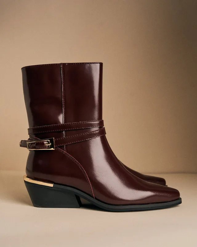 alma-en-pena-stiefeletten-aus-nappa-leder-mit-schnalle-bordeaux-4-5-cm image 1