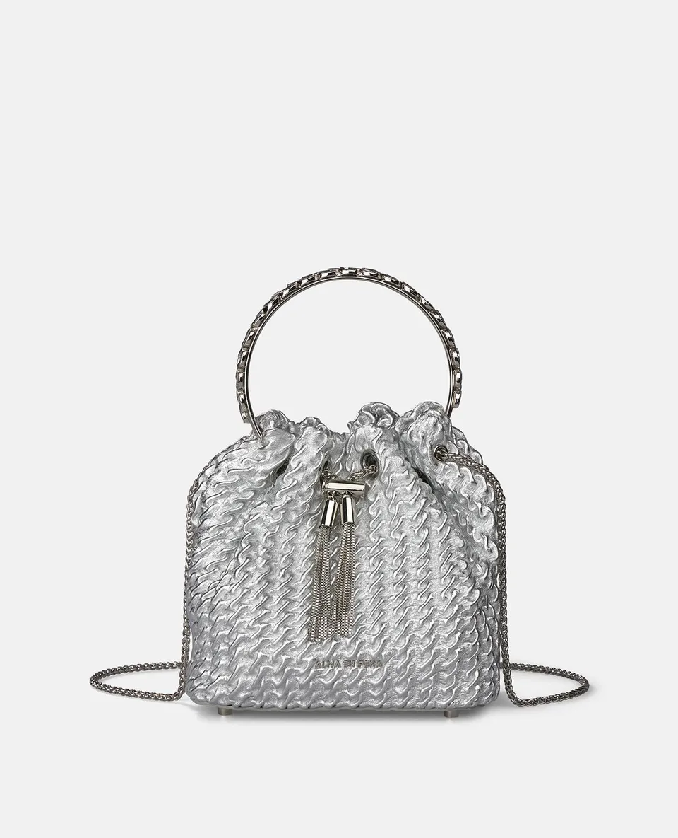 alma-en-pena-clutch-candy-silber-kroko-pr-gung-strassgriff-mit-kette image 1
