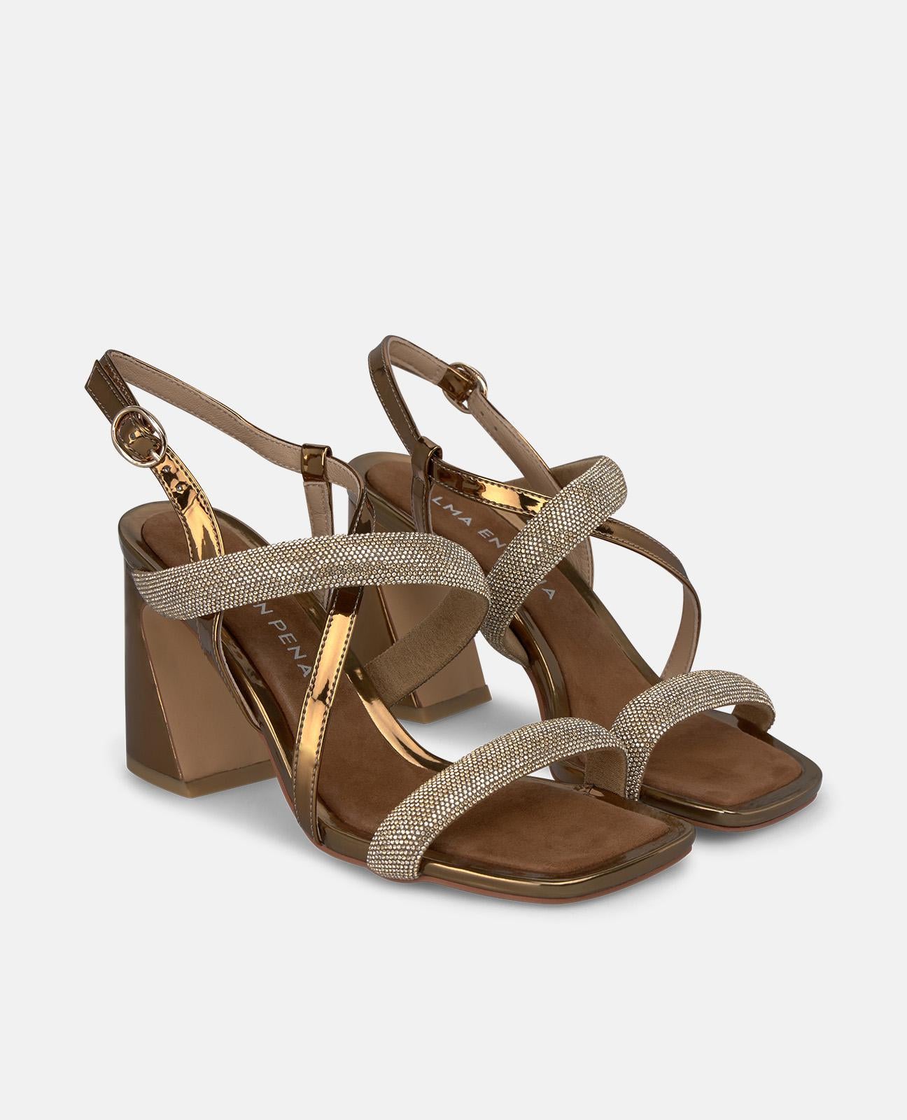 alma-en-pena-metallic-heeled-sandals-blockabsatz-9-8-cm-bronze image 2