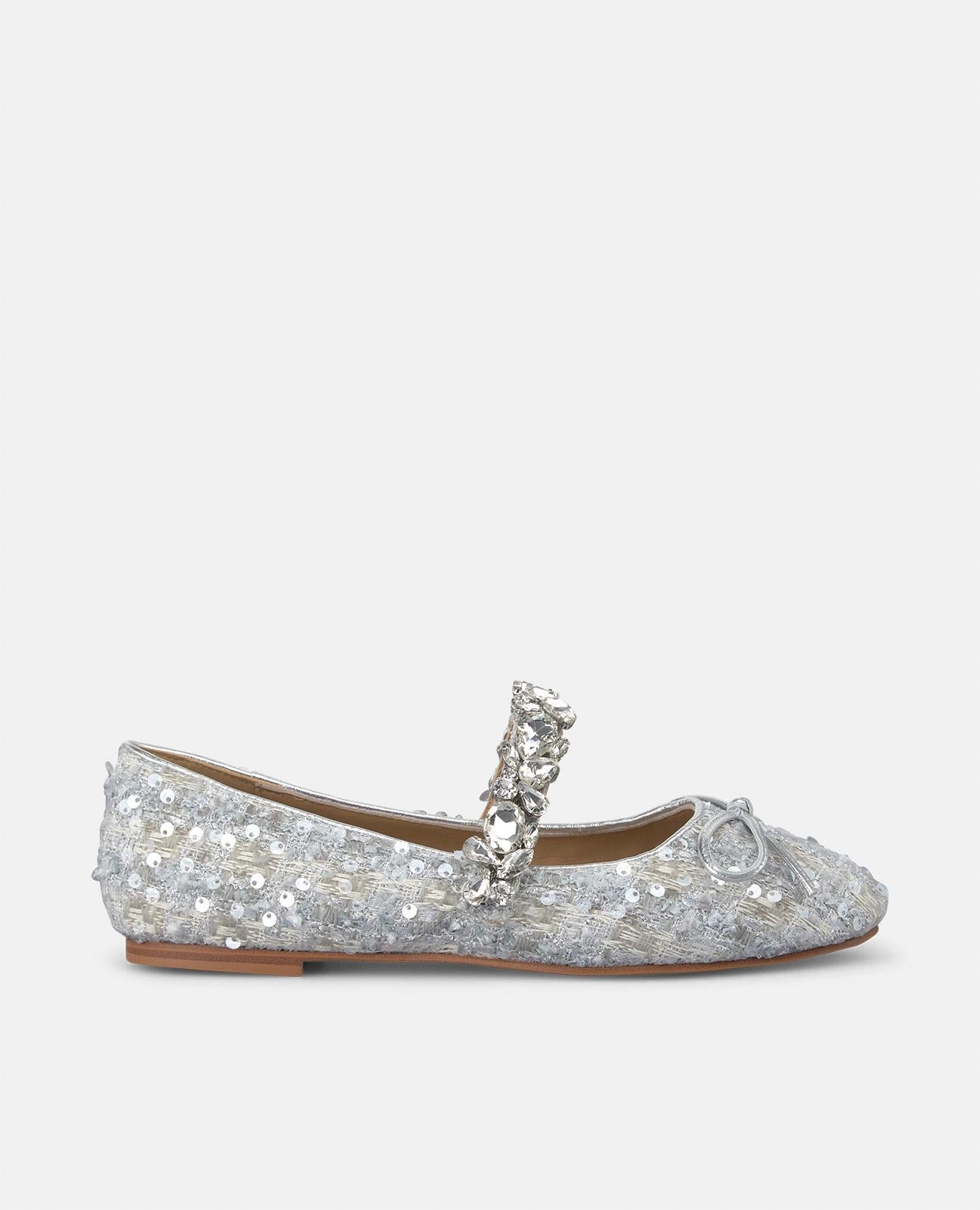 alma-en-pena-tweed-ballerina-silber-mit-strass image 1