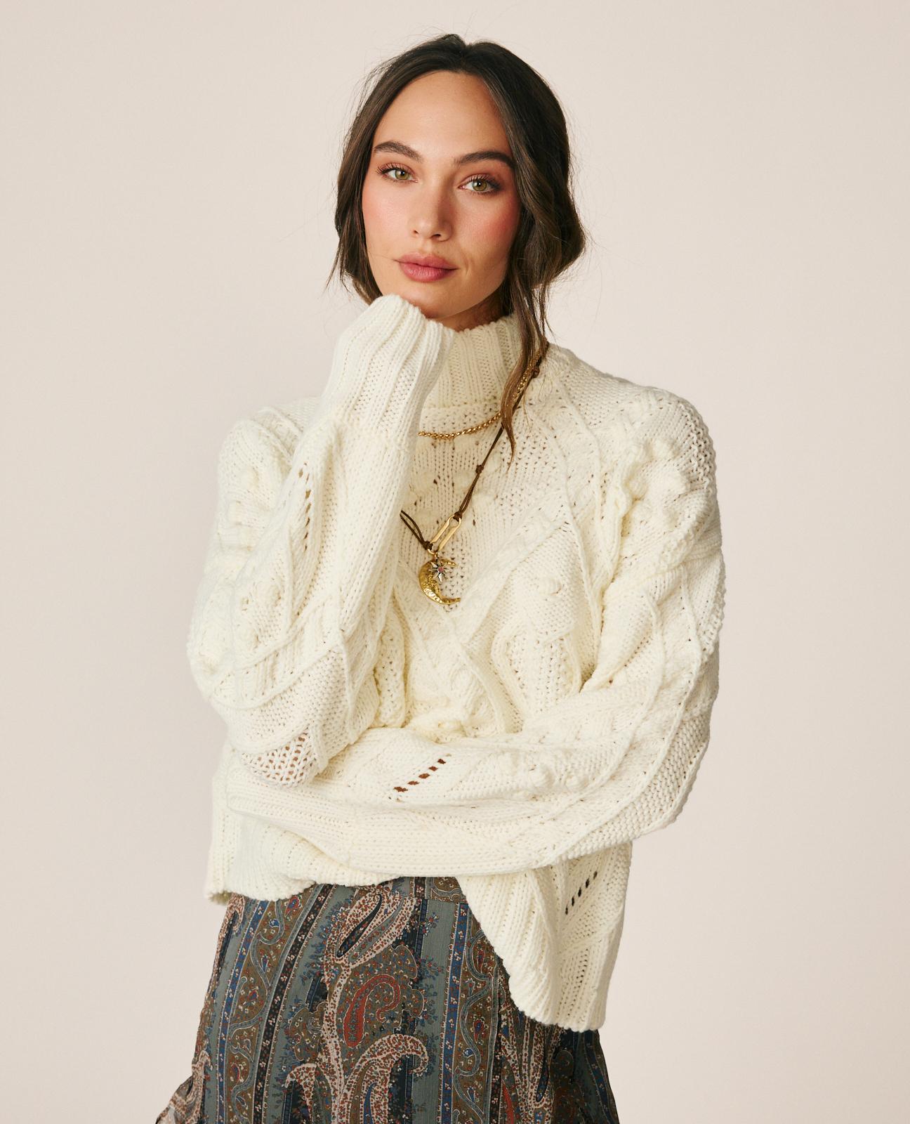 alma-en-pena-zopfstrick-pullover-creme-puff-rmel-rundhals image 3