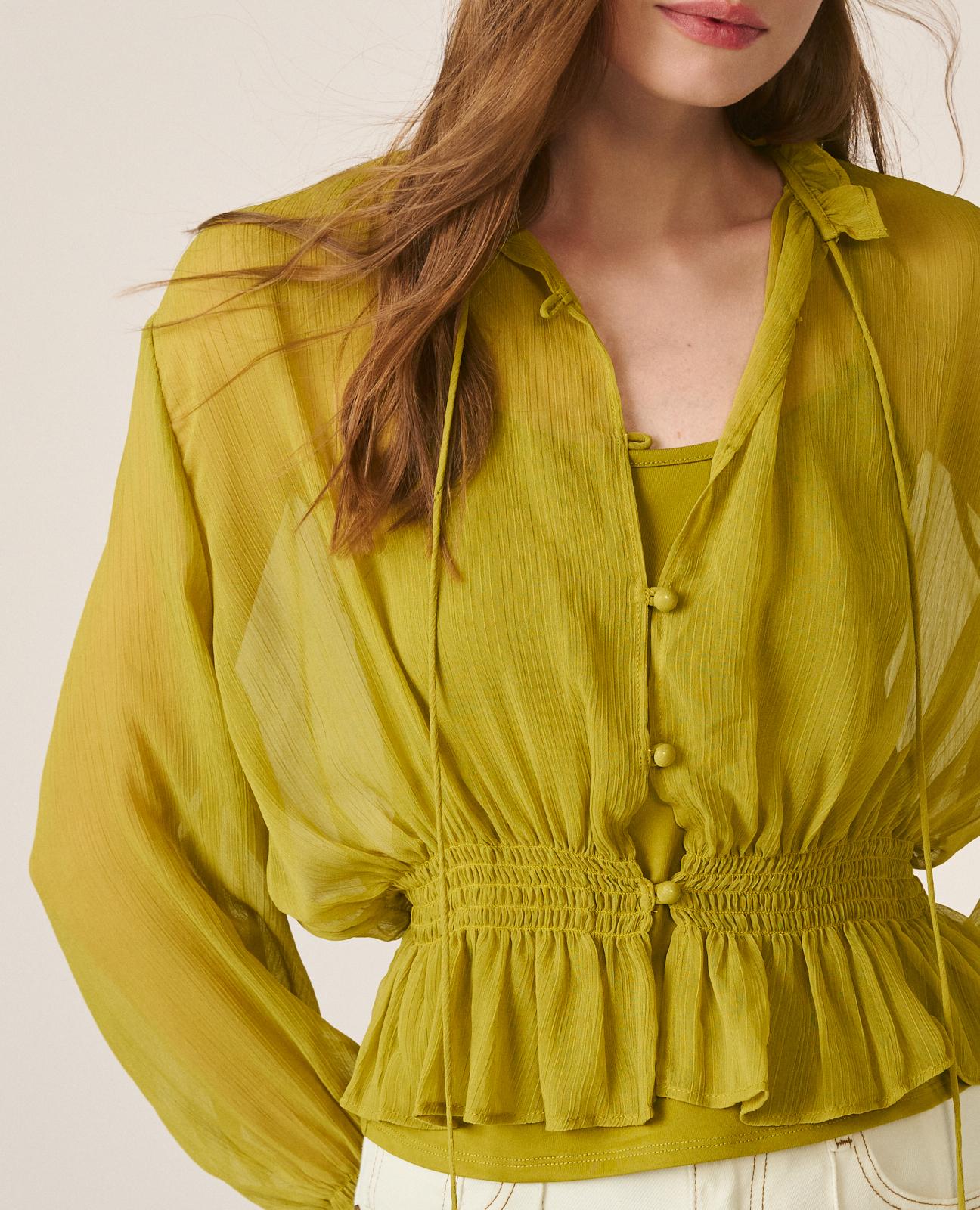 alma-en-pena-chiffon-bluse-hellgr-n-langarm-mit-r-schen image 4