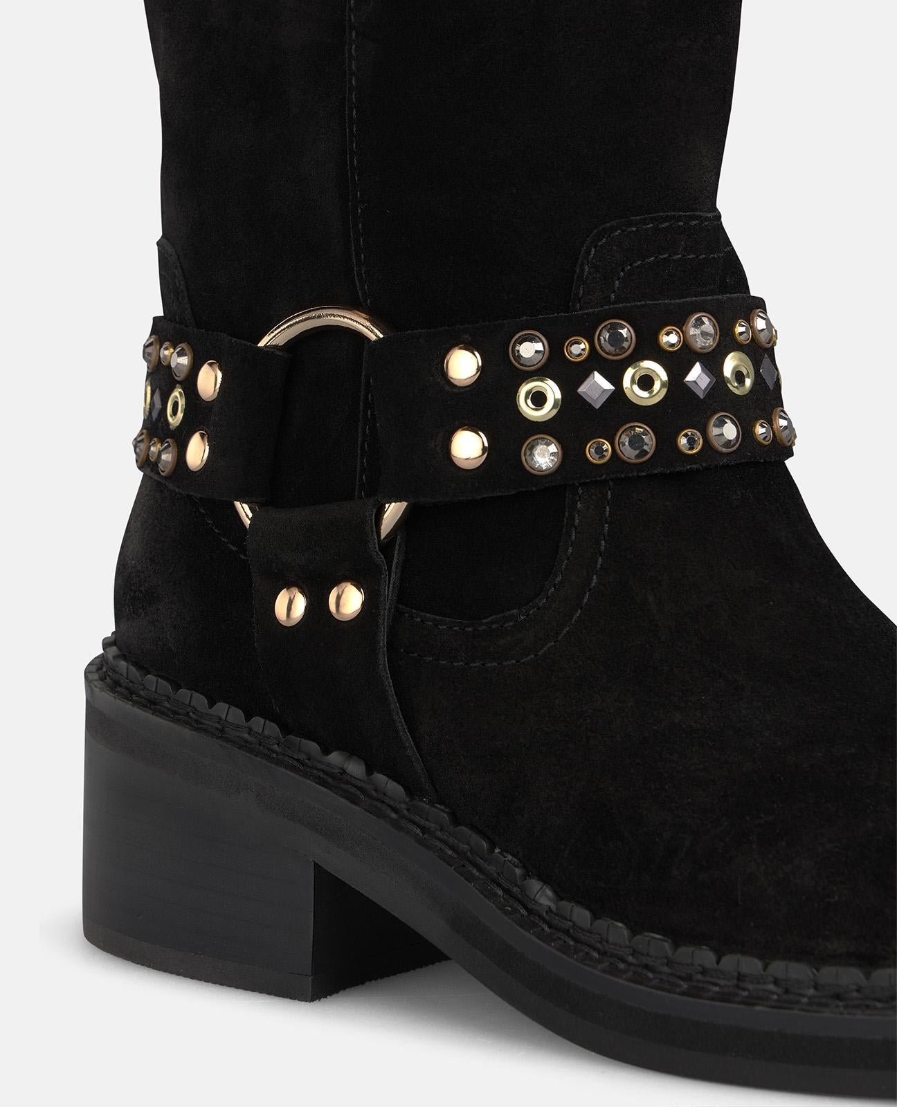 alma-en-pena-stiefelette-schwarz-velours-5-cm-blockabsatz image 4