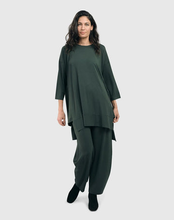 alembika-essential-trapeze-top-green-jerseyshirt image 2