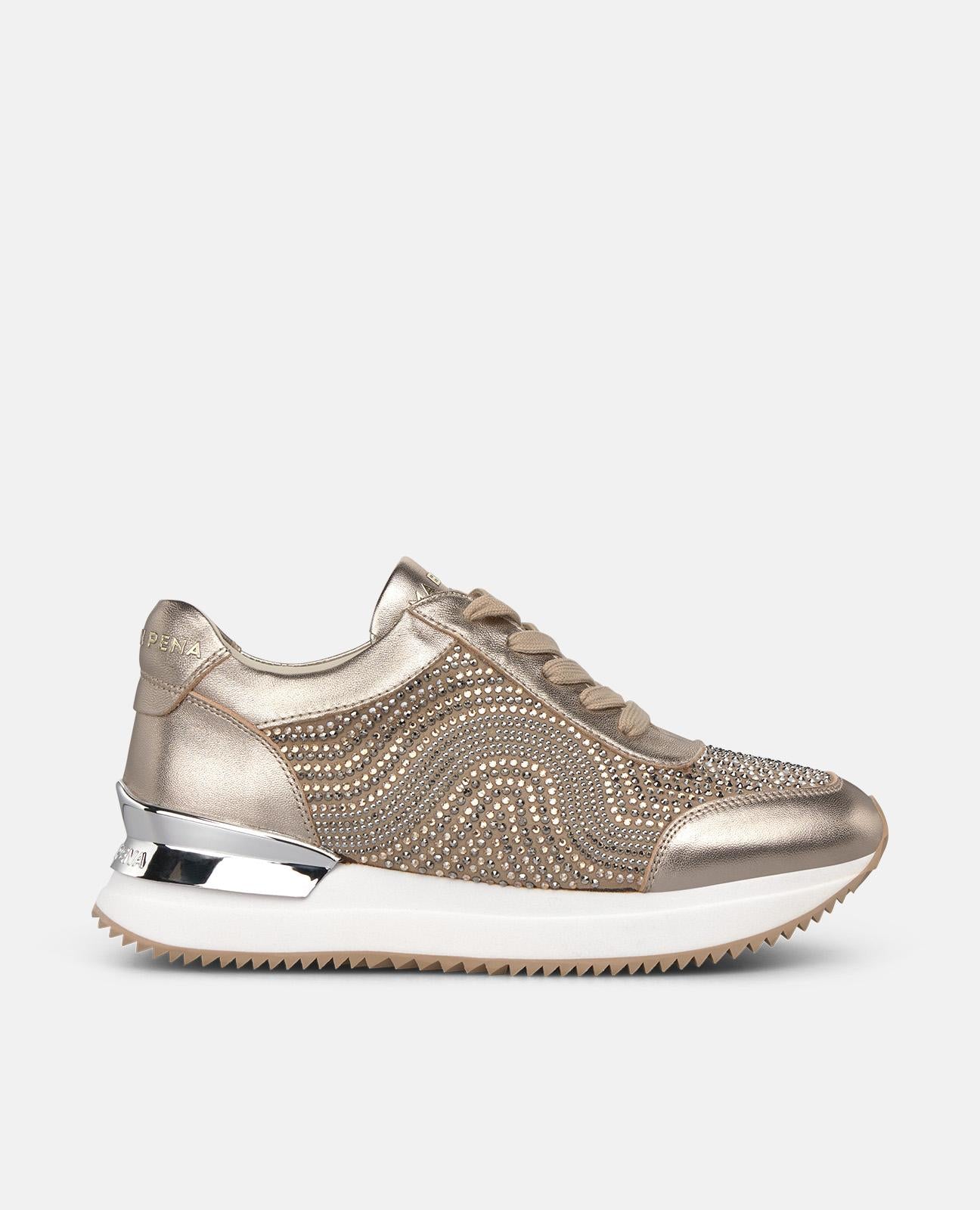 alma-en-pena-metallic-sneakers-bronze-strass-4-cm image 1