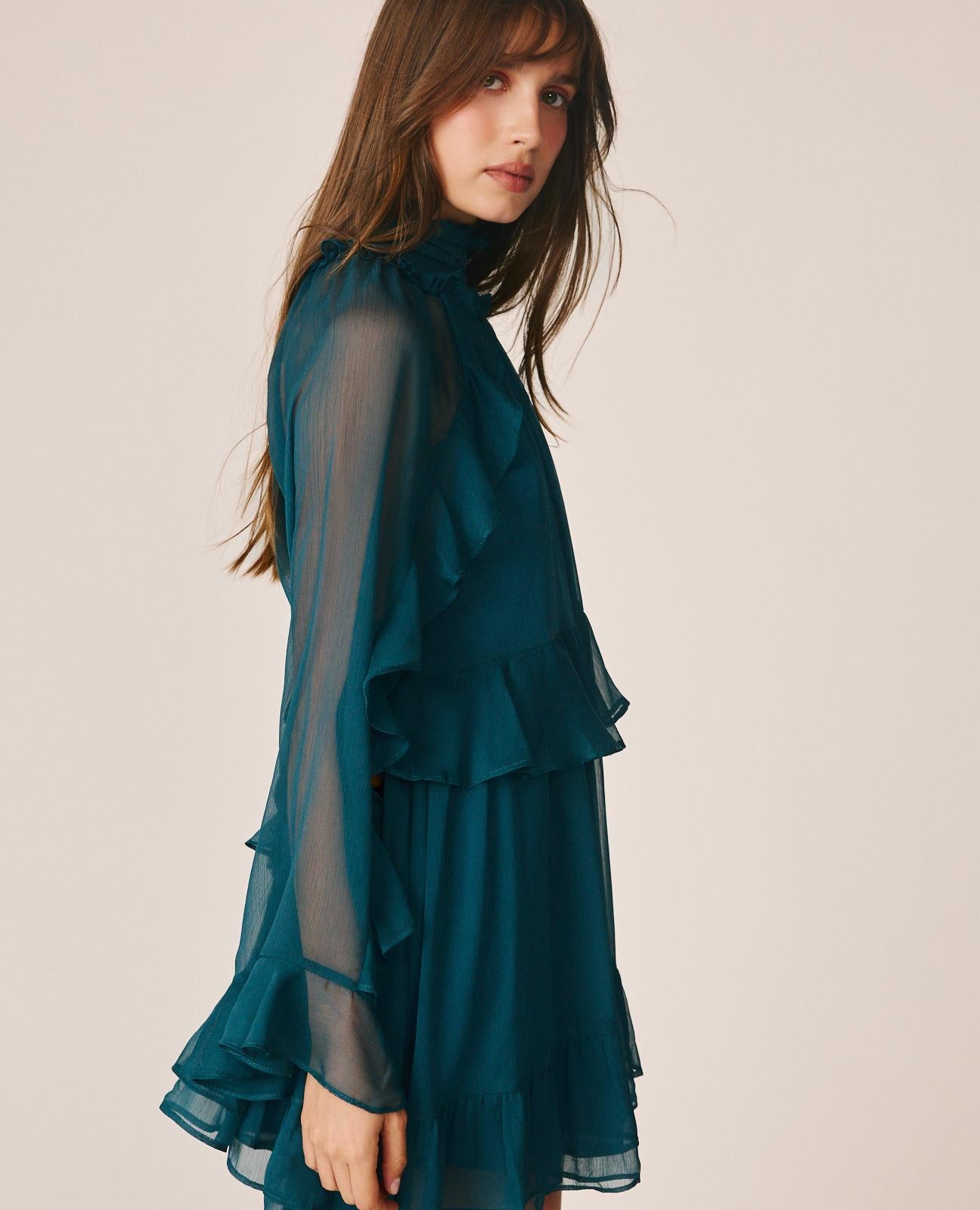 alma-en-pena-ruffle-mini-dress-chiffon-minikleid-blau image 2