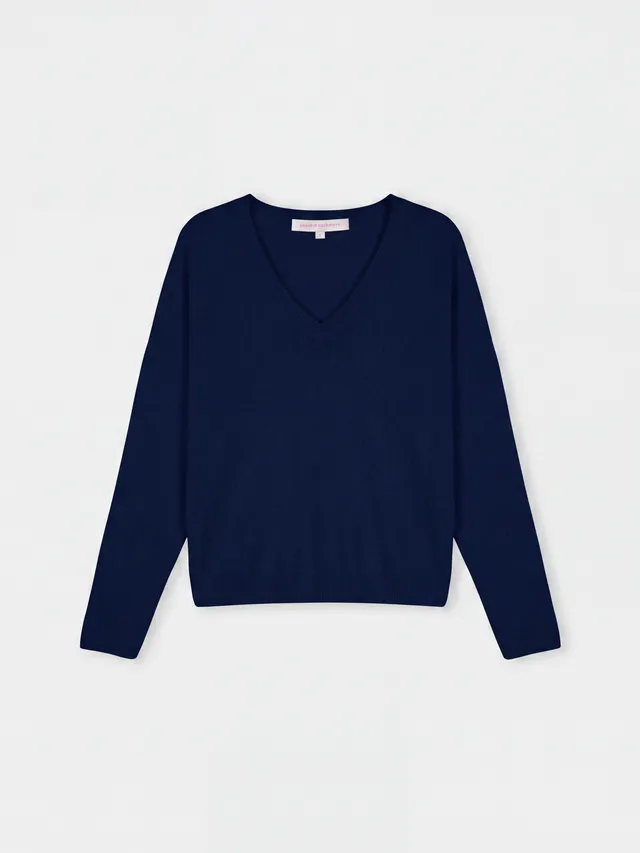 absolut-alicia-kaschmirpullover-damen-v-ausschnitt-weit-blau image 1
