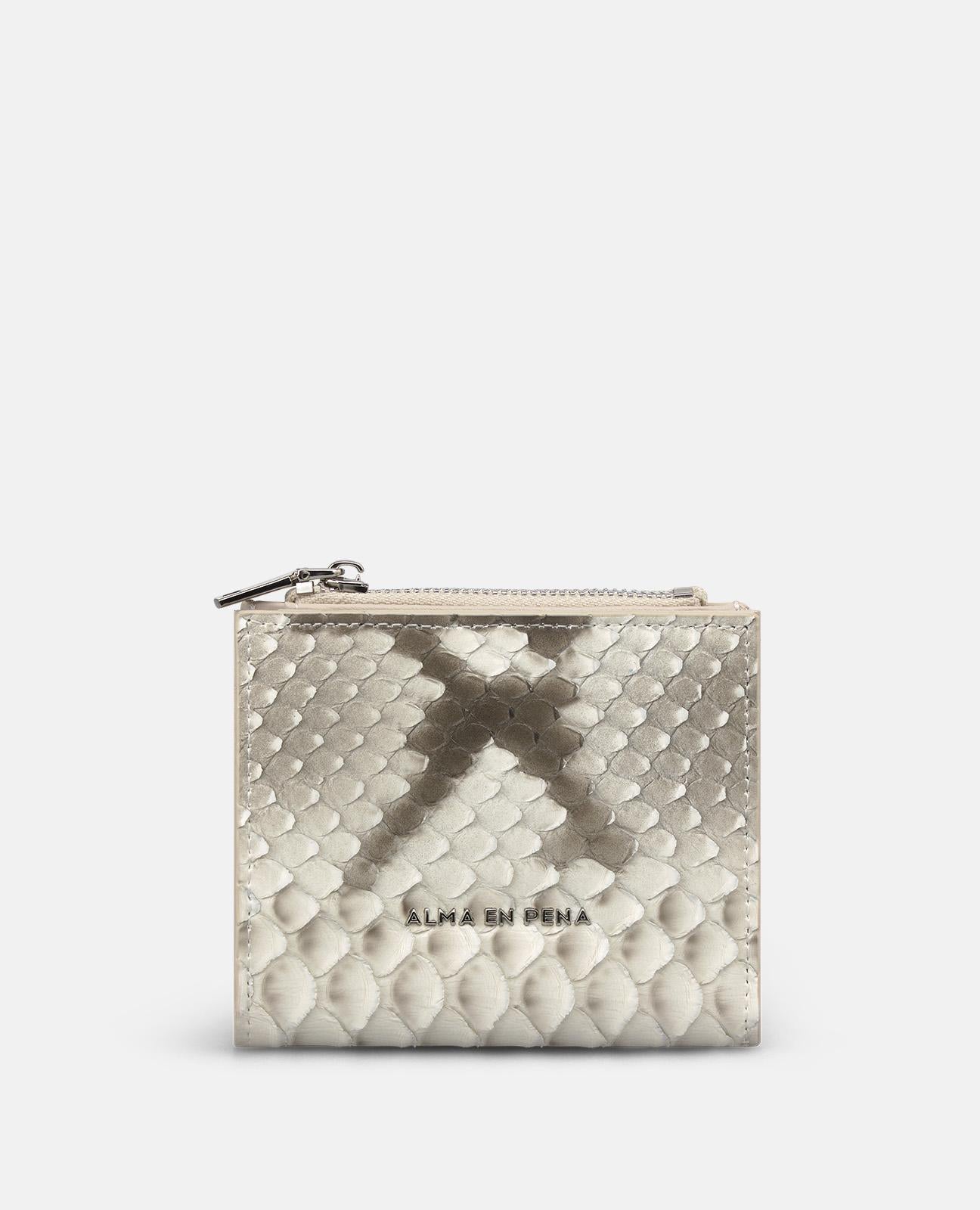 alma-en-pena-square-wallet-geldb-rse-grau-schlangen-optik image 1