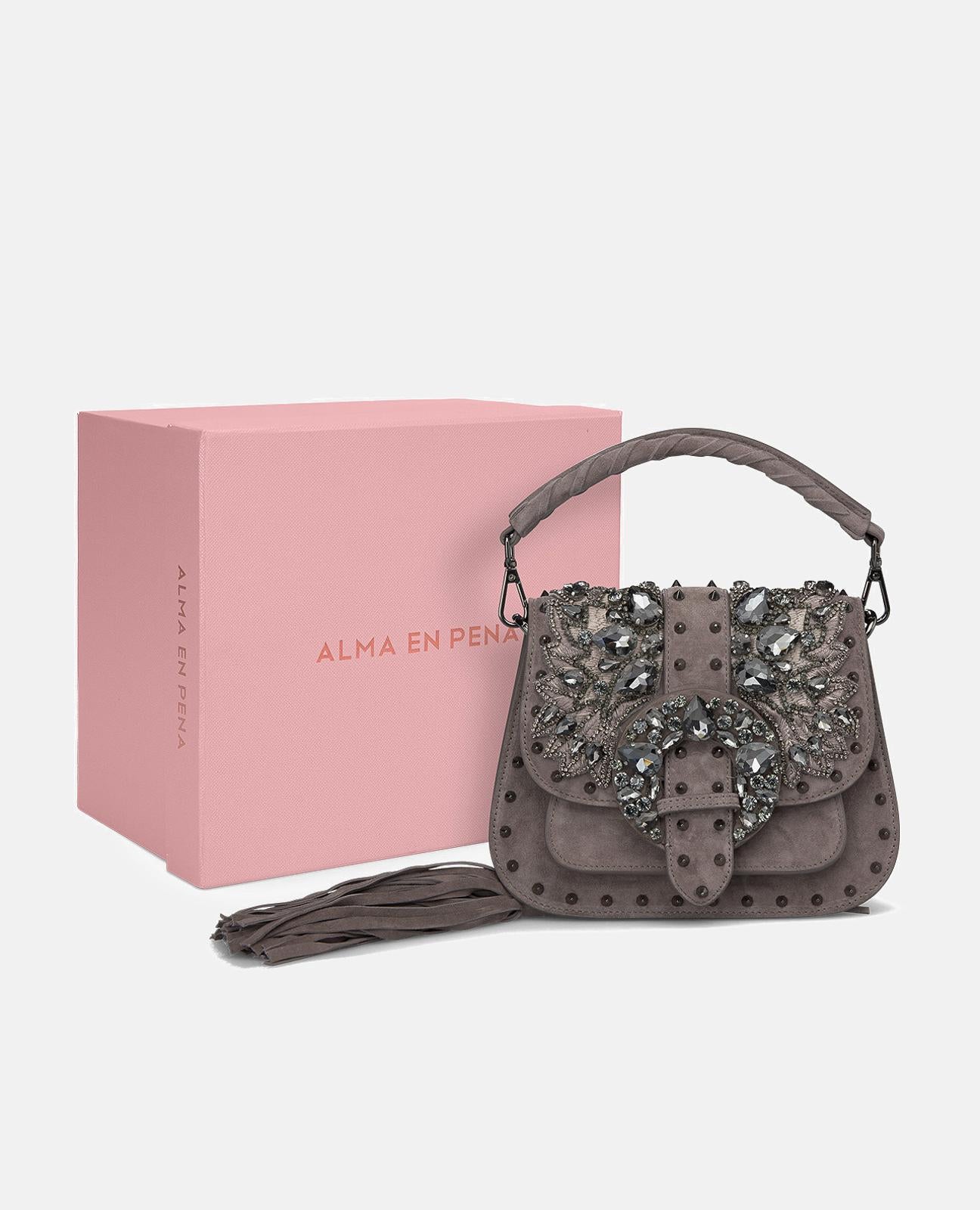 alma-en-pena-schultertasche-glitzer-nieten-grau image 4