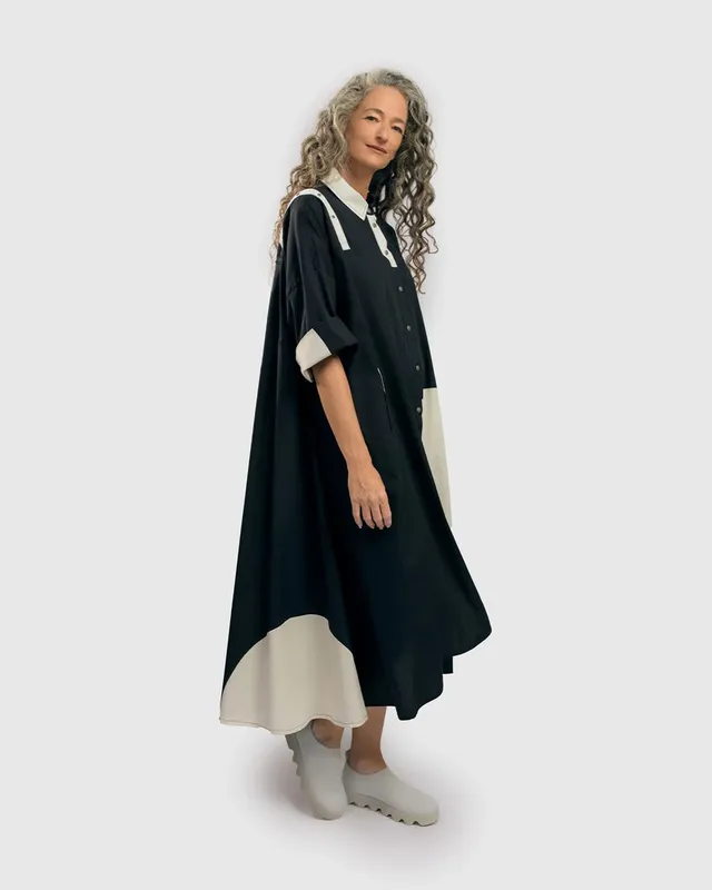 alembika-urban-avery-2-wege-trapezkleid-schwarz-wei-maxi-mit-cold-shoulder image 1
