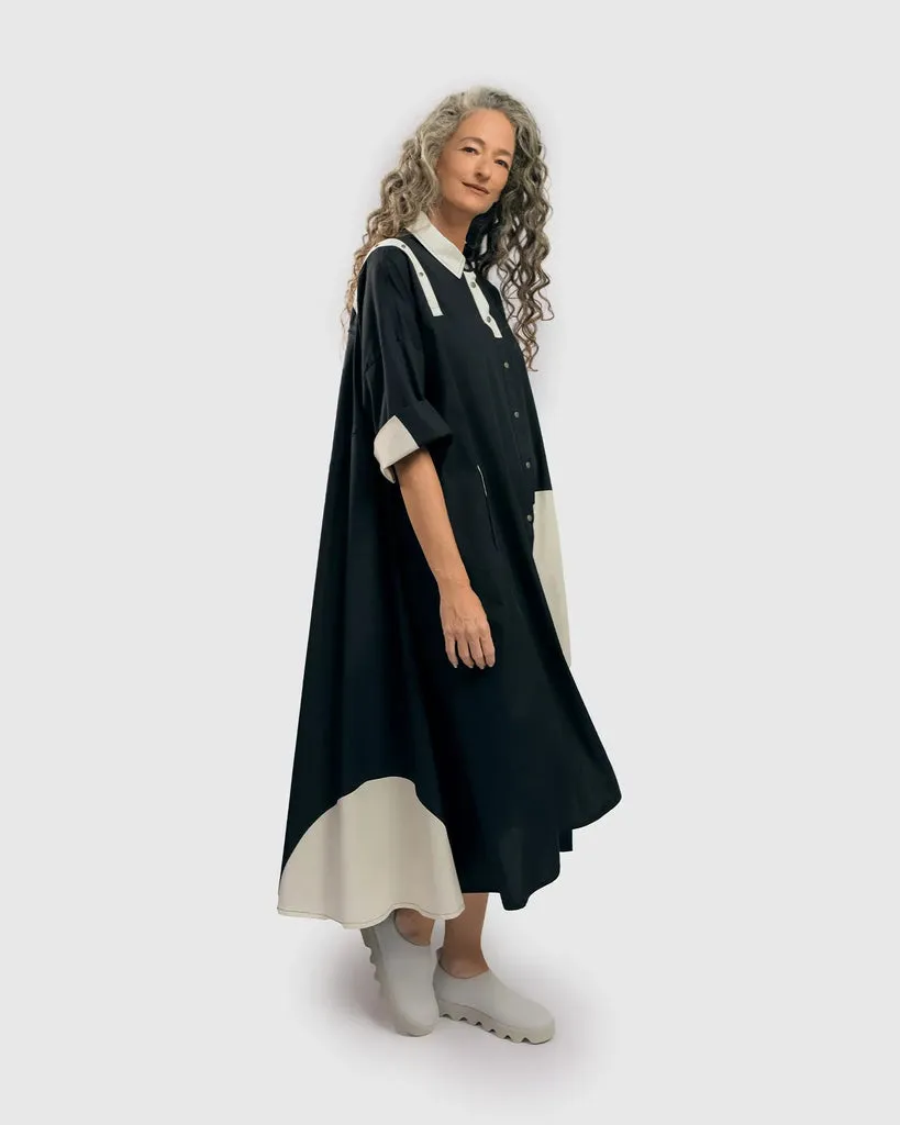 alembika-urban-avery-2-wege-trapezkleid-schwarz-wei-maxi-mit-cold-shoulder image 1